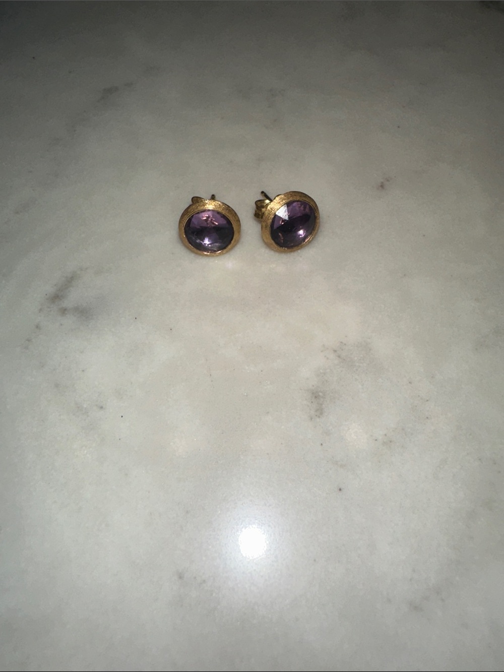 Gold-Tone Purple Gemstone Stud Earrings